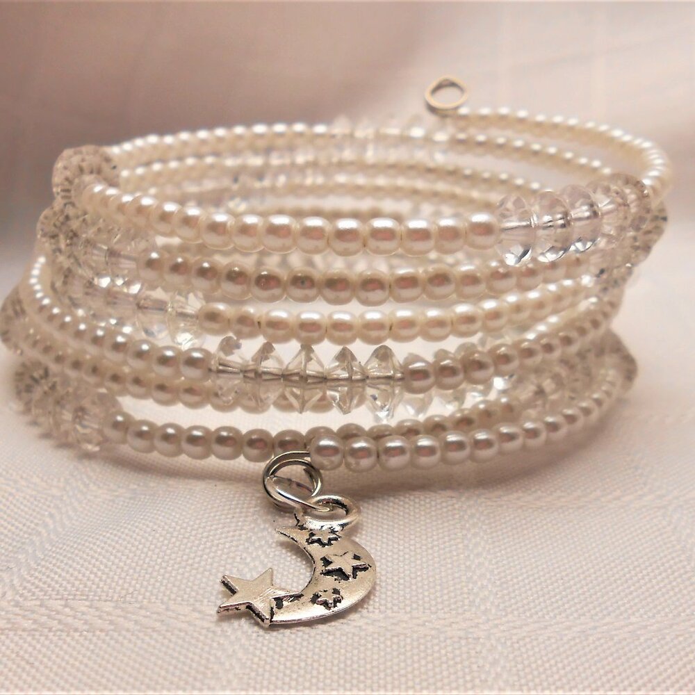 Handmade jewelry set with memory wire bracelets and earrings